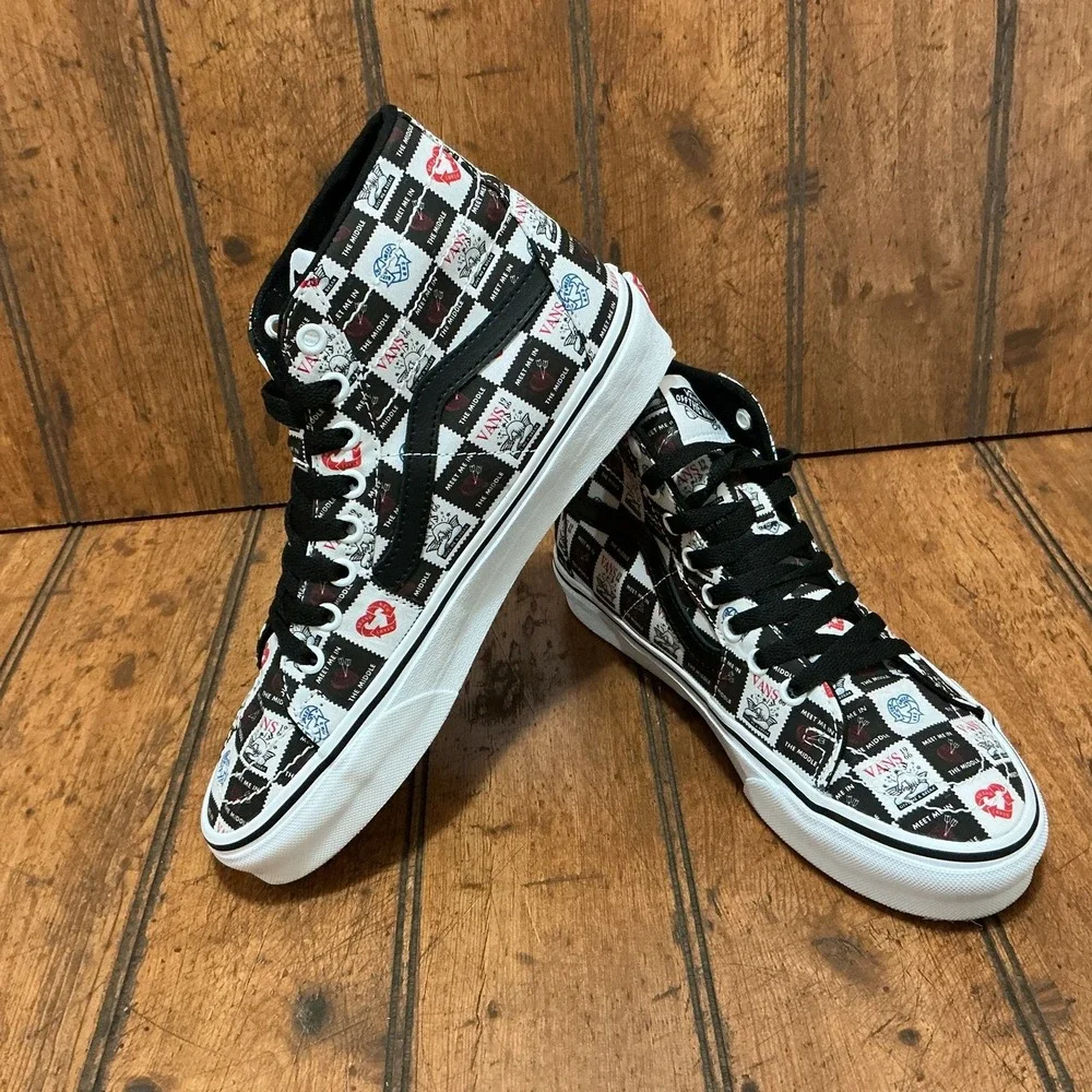 RARE Vans Sk8 Hi Tapered Sneaker Kicks Love Letters Black M 7 W 8.5 VN0A4U16B0A